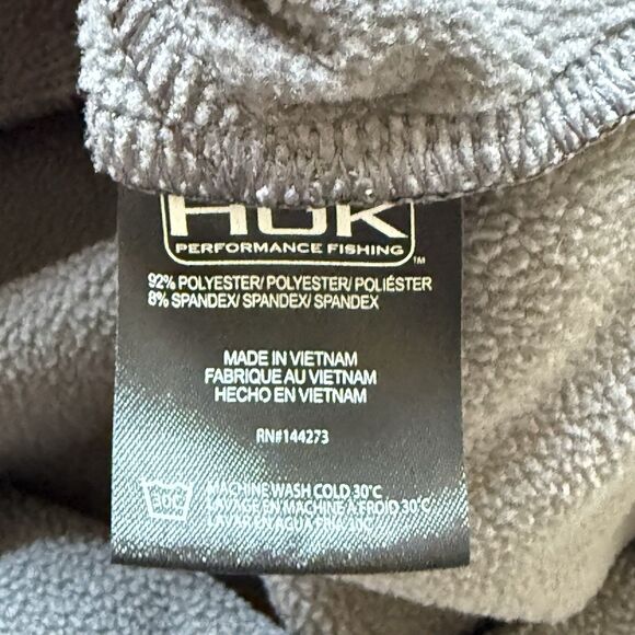 Huk Fin Hoodie Men Large Gray Base Layer Performance Fishing Fleece - Picture 11 of 12